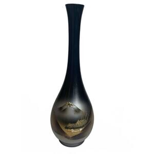 Vintage Expressive Designs Japan Brass Chokin Mount Fuji Vase 9.5"